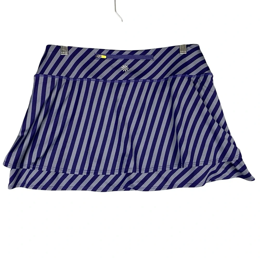 Athleta Fly By Stripe Skort Built-in Shorts Back Pocket Active Skirt Womens M - Picture 2 of 5